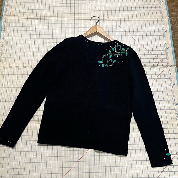 Christmas Cardigan embroidered Appliquéd Sequins Beaded Cardinals Size PM NWT - Picture 14 of 16